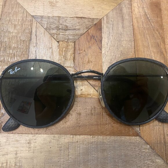 Custom Ray-Ban Leather Round Sunglasses - Picture 3 of 5